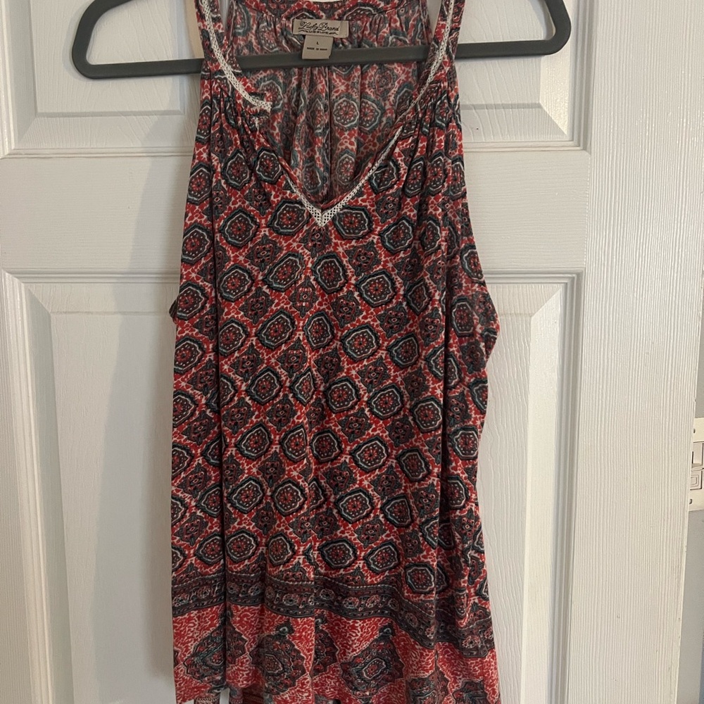 Lucky Brand cotton top. Size Large. Like new. Paisley Boho print.